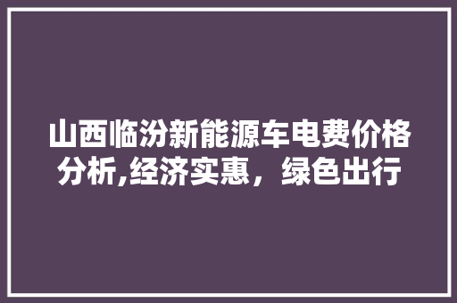 山西临汾新能源车电费价格分析,经济实惠，绿色出行新选择