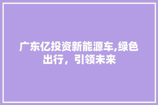 广东亿投资新能源车,绿色出行，引领未来  第1张