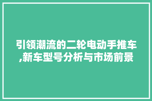 引领潮流的二轮电动手推车,新车型号分析与市场前景展望