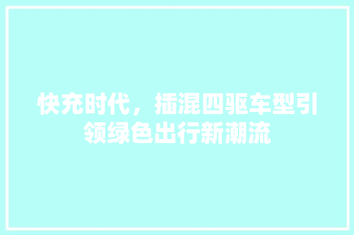 快充时代，插混四驱车型引领绿色出行新潮流