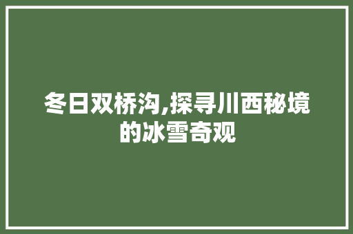 冬日双桥沟,探寻川西秘境的冰雪奇观