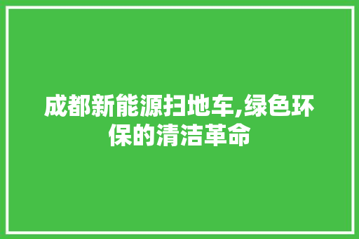 成都新能源扫地车,绿色环保的清洁革命