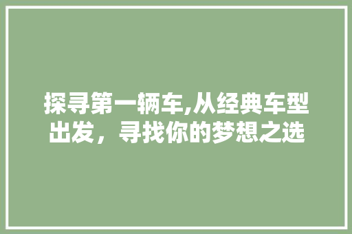 探寻第一辆车,从经典车型出发，寻找你的梦想之选  第1张