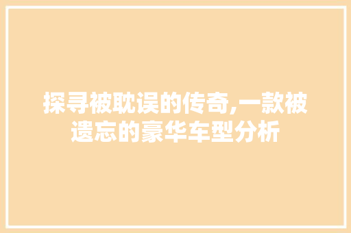 探寻被耽误的传奇,一款被遗忘的豪华车型分析