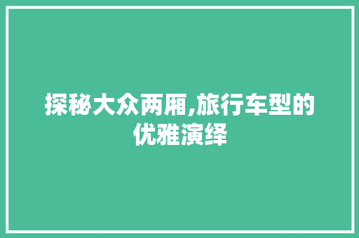 探秘大众两厢,旅行车型的优雅演绎  第1张