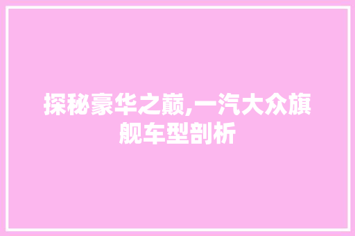 探秘豪华之巅,一汽大众旗舰车型剖析  第1张