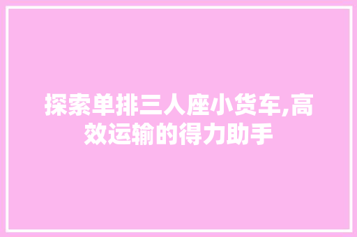 探索单排三人座小货车,高效运输的得力助手  第1张