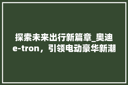 探索未来出行新篇章_奥迪e-tron，引领电动豪华新潮流  第1张