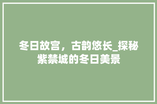 冬日故宫，古韵悠长_探秘紫禁城的冬日美景