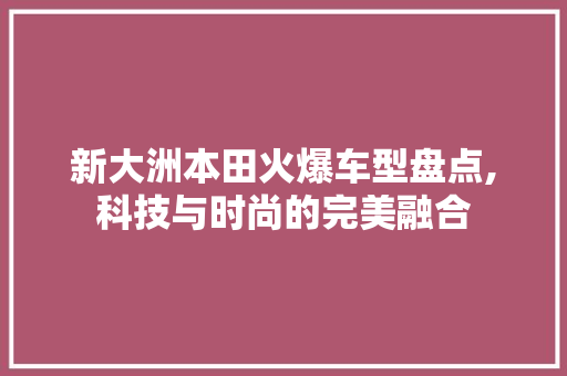 新大洲本田火爆车型盘点,科技与时尚的完美融合  第1张