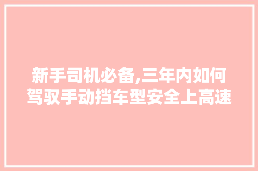 新手司机必备,三年内如何驾驭手动挡车型安全上高速  第1张