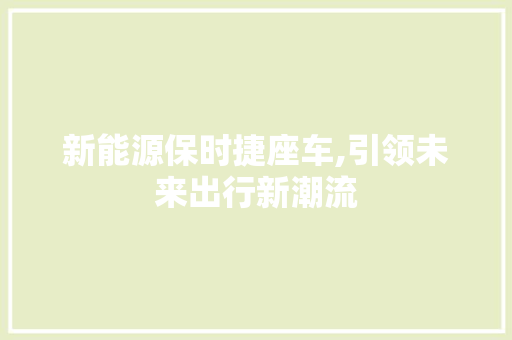 新能源保时捷座车,引领未来出行新潮流  第1张