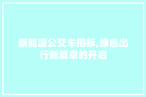 新能源公交车招标,绿色出行新篇章的开启  第1张