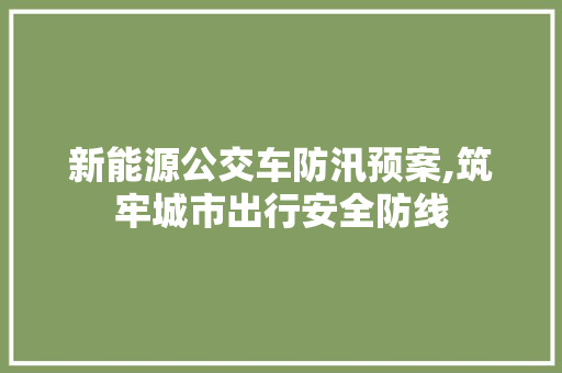 新能源公交车防汛预案,筑牢城市出行安全防线