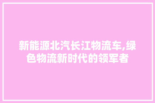 新能源北汽长江物流车,绿色物流新时代的领军者  第1张