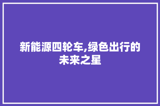 新能源四轮车,绿色出行的未来之星