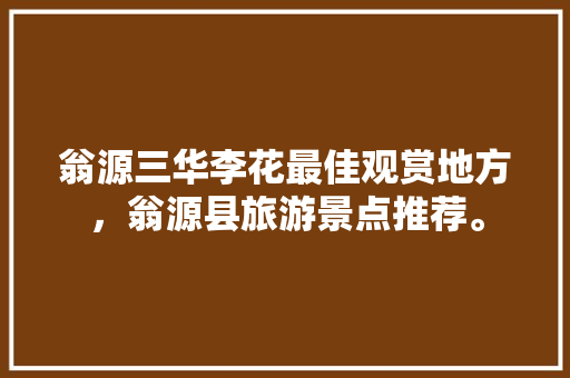 翁源三华李花最佳观赏地方，翁源县旅游景点推荐。