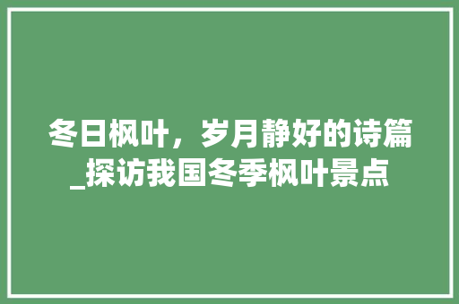 冬日枫叶，岁月静好的诗篇_探访我国冬季枫叶景点