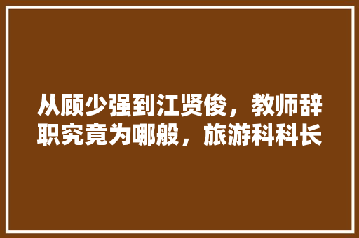 从顾少强到江贤俊，教师辞职究竟为哪般，旅游科科长工作总结和下面计划。