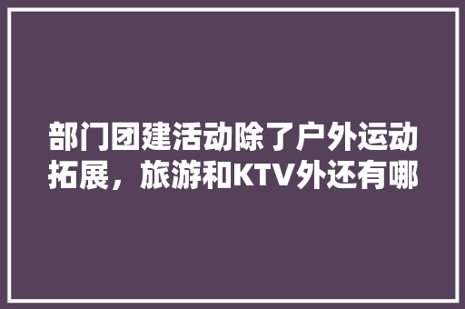 部门团建活动除了户外运动拓展，旅游和KTV外还有哪些可以推荐，旅游拓展是做什么的。