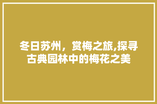 冬日苏州，赏梅之旅,探寻古典园林中的梅花之美