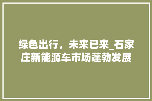 绿色出行，未来已来_石家庄新能源车市场蓬勃发展