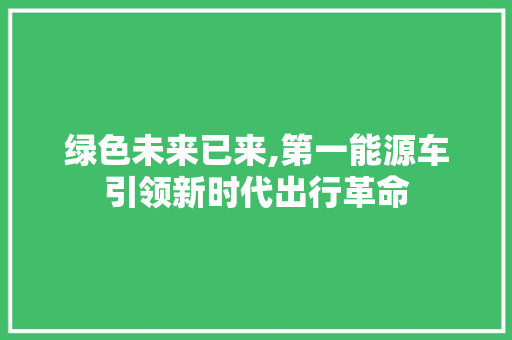 绿色未来已来,第一能源车引领新时代出行革命  第1张