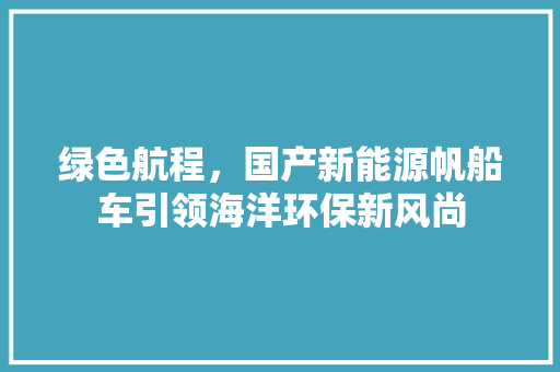 绿色航程，国产新能源帆船车引领海洋环保新风尚  第1张