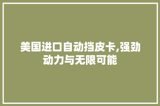 美国进口自动挡皮卡,强劲动力与无限可能