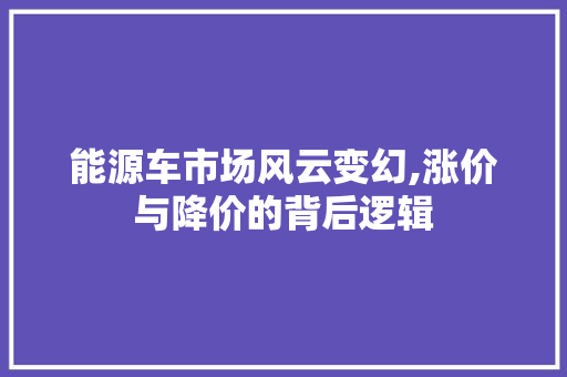 能源车市场风云变幻,涨价与降价的背后逻辑  第1张