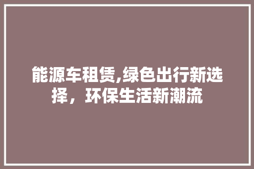 能源车租赁,绿色出行新选择，环保生活新潮流  第1张