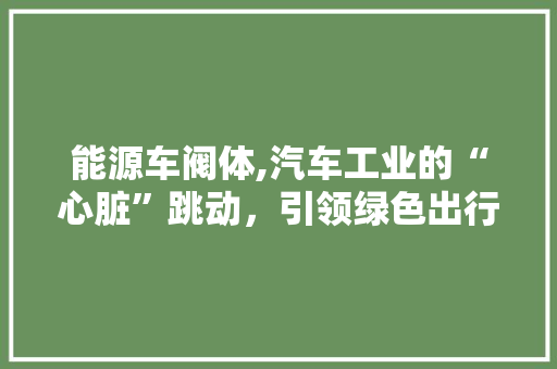 能源车阀体,汽车工业的“心脏”跳动，引领绿色出行未来  第1张