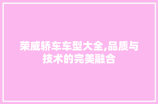 荣威轿车车型大全,品质与技术的完美融合