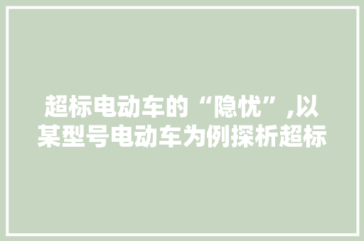 超标电动车的“隐忧”,以某型号电动车为例探析超标车型的危害与治理  第1张