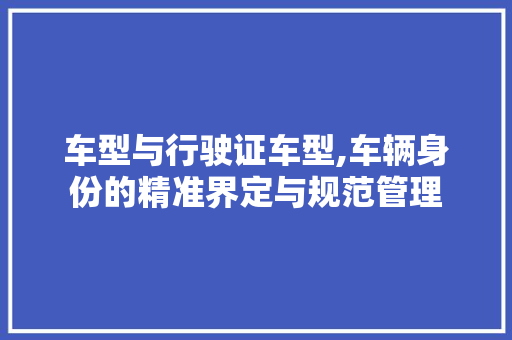 车型与行驶证车型,车辆身份的精准界定与规范管理