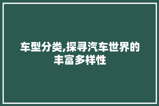 车型分类,探寻汽车世界的丰富多样性  第1张