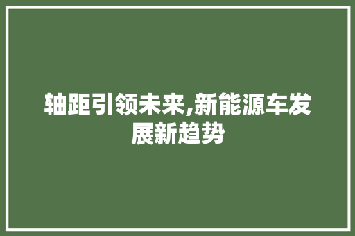 轴距引领未来,新能源车发展新趋势