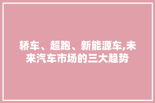 轿车、超跑、新能源车,未来汽车市场的三大趋势  第1张