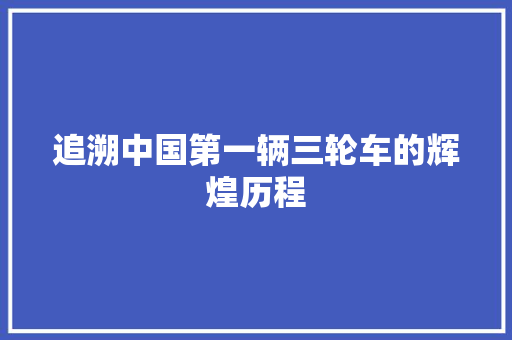 追溯中国第一辆三轮车的辉煌历程  第1张