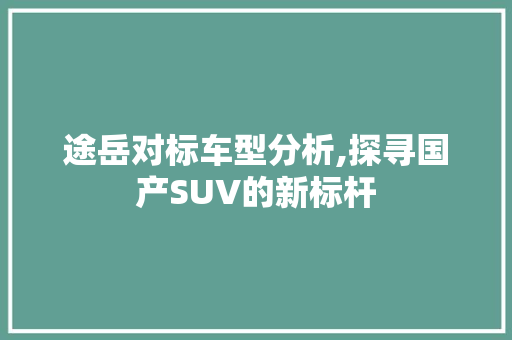 途岳对标车型分析,探寻国产SUV的新标杆