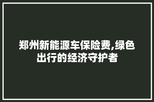 郑州新能源车保险费,绿色出行的经济守护者  第1张