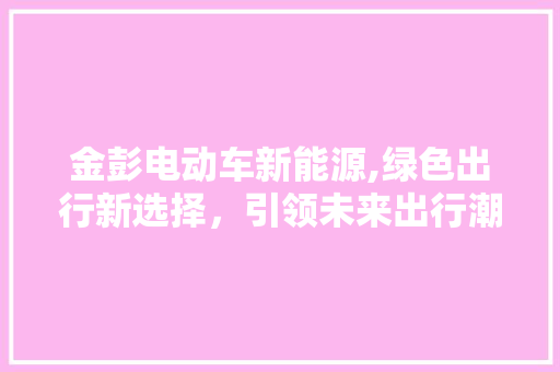 金彭电动车新能源,绿色出行新选择，引领未来出行潮流