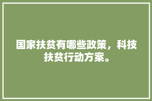 国家扶贫有哪些政策，科技扶贫行动方案。