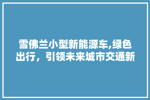 雪佛兰小型新能源车,绿色出行，引领未来城市交通新风尚  第1张