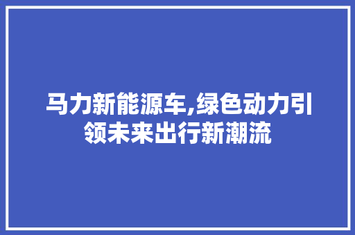 马力新能源车,绿色动力引领未来出行新潮流