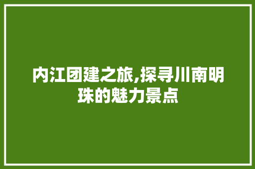 内江团建之旅,探寻川南明珠的魅力景点