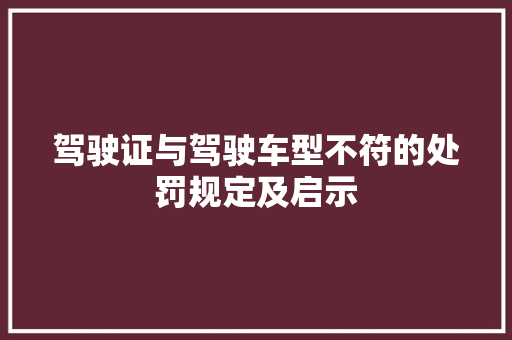 驾驶证与驾驶车型不符的处罚规定及启示