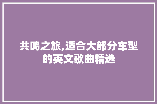 共鸣之旅,适合大部分车型的英文歌曲精选