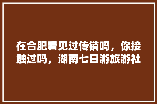 在合肥看见过传销吗，你接触过吗，湖南七日游旅游社有哪些。  第1张