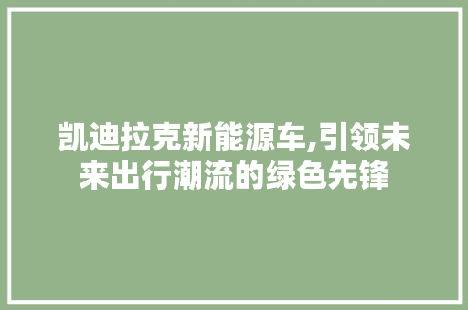 凯迪拉克新能源车,引领未来出行潮流的绿色先锋  第1张